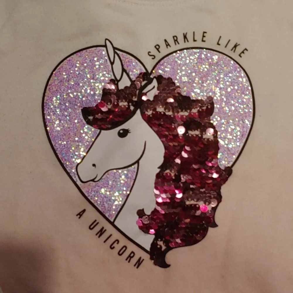 Justice Unicorn Flip Sequins Shirt Size 6/7